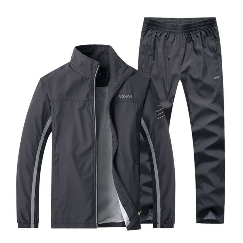 New Men's Sportswear Suit Tracksuit Male Sports Sets Spring Autumn Running Clothing 2 Pieces Set Jacket + Pants Asian Size