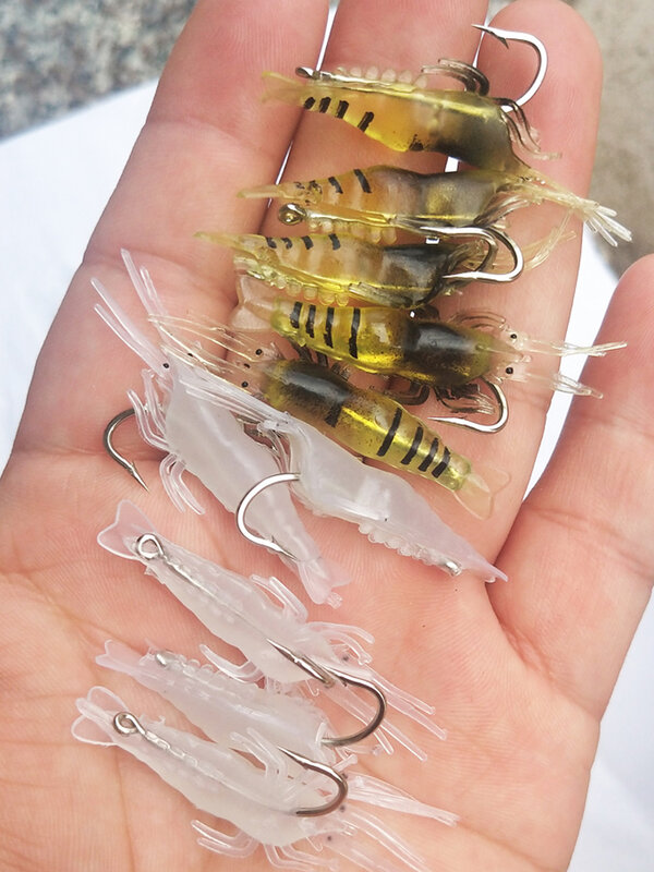 10 pçs isca de camarão macio artificial isca worm para isca de pesca 1.3g/5cm gancho afiado crankbait iscas de silicone shone camarão isca pesca