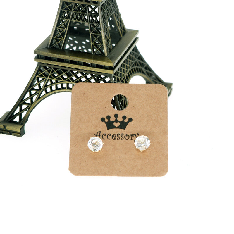 4x4cm kwadratowe kolczyki karty biały i brązowy papierowy wystawienniczy 100 sztuk/partia 16 style Mini biżuteria kolczyki do uszu do pakowania etykiety papierowe karty