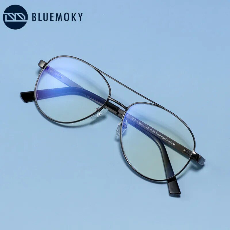 BLUEMOKY-نظارات فوتوكرومية مع جسر مزدوج للرجال ، نظارات فوتوكروميك مضادة للضوء الأزرق لقصر النظر
