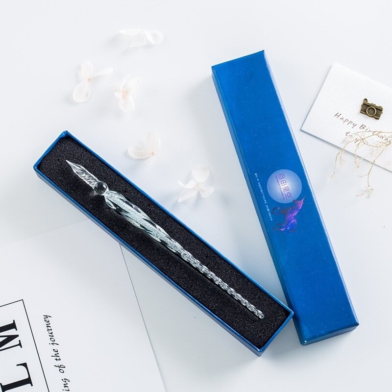 Креативная стеклянная ручка с изображением звездного неба ручной работы, инструмент для письма со стразами, одинарная Подарочная коробка, ручки для подарка