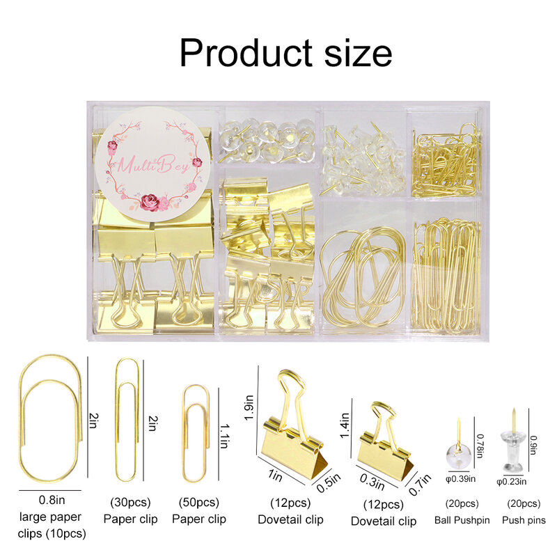 Gold Jumbo Clips Paper Clips 2Inch Gold Push Pins Sets Office Accessories Gold Color