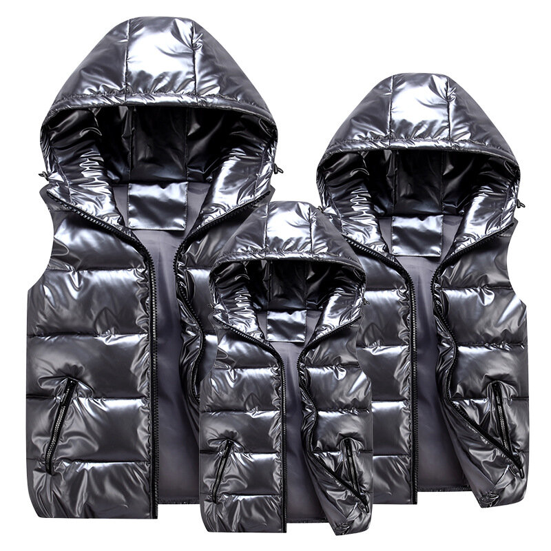 Colete feminino sem mangas com capuz, jaqueta curta acolchoada de algodão 2020