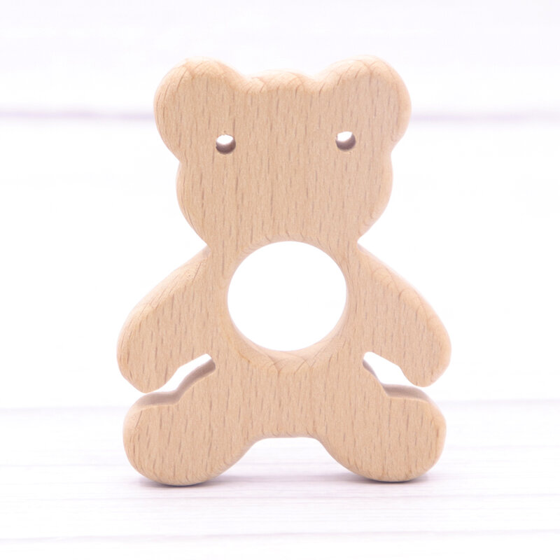 Mordedor de madeira para bebês, brinquedo personalizável, feito à mão, animal, 10 peças
