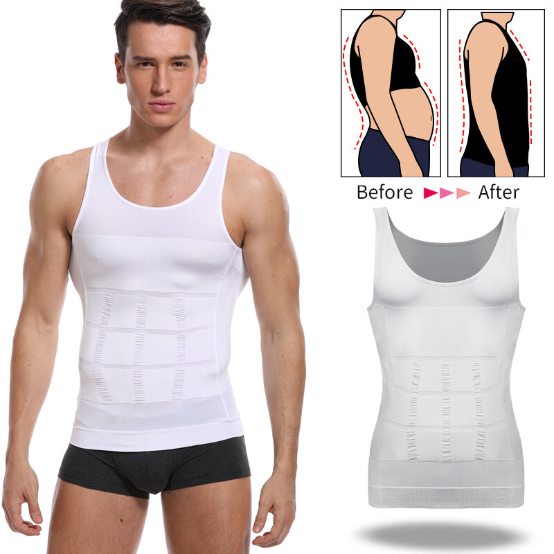 Mens Body Shaper Belly Reducing Shapewear Abs Abdomen Slimming Compression Shirts Corset Top Fitness Hide Gynecomastia Underwear