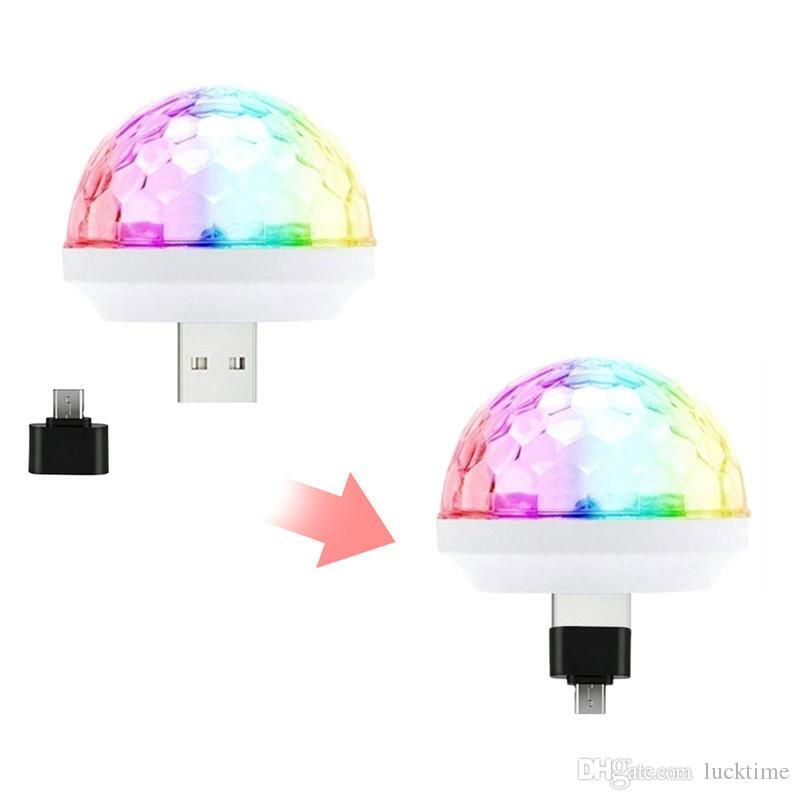 Rodzaj USB c LED Disco DJ etap światła samochodowe przenośne rodzina Party Ball lampa kolorowa Bar Club efekt sceniczny lampa komórkowy lampka telefonu