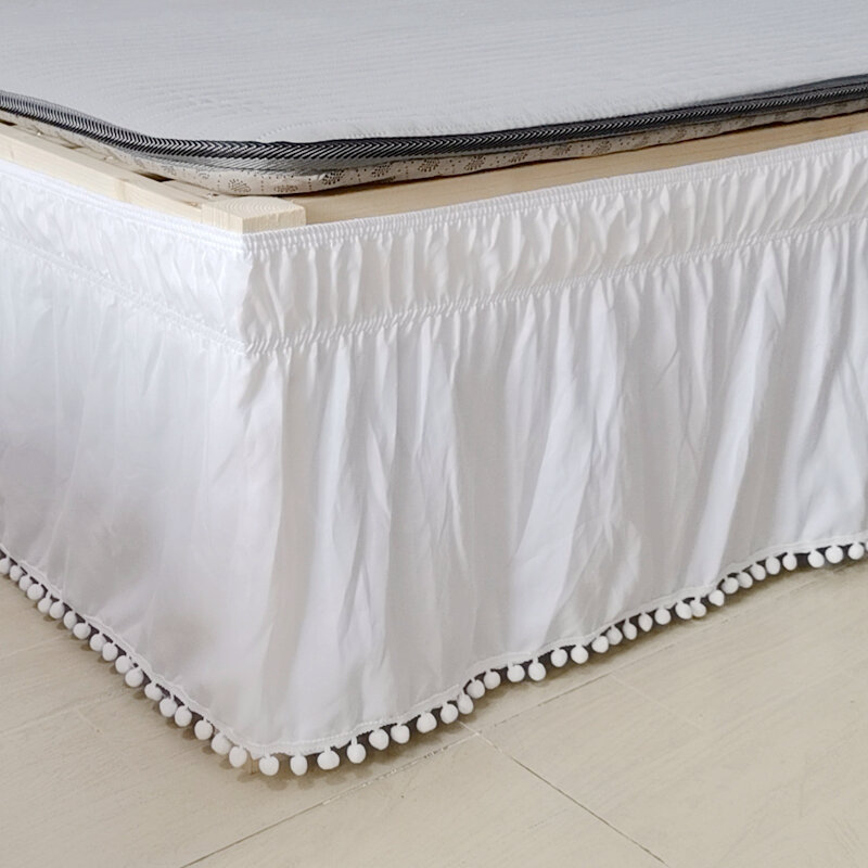 Falda de cama blanca envolvente, camisas de cama elásticas sin superficie de cama, faldas de cama Twin/Full/Queen/King, 40cm de altura, uso doméstico en Hotel #/