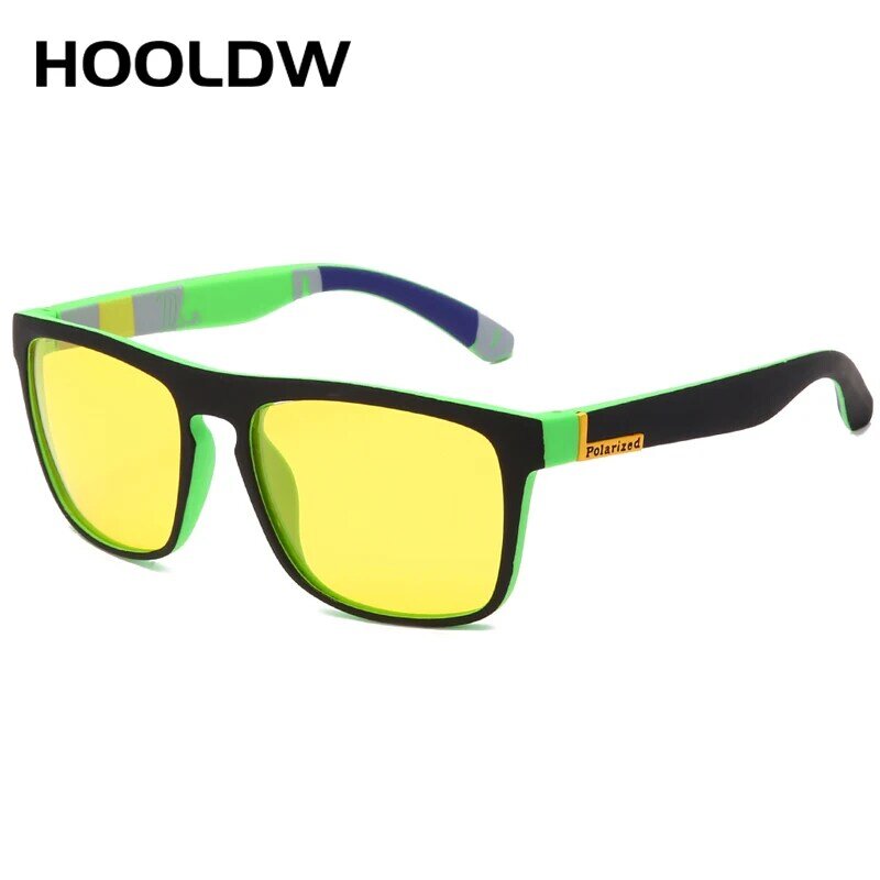 HOOLDW-남성 및 여성용 편광 선글라스, 노란색 렌즈, 눈부심 방지 고글, 야간 운전 선글라스, UV400 안경