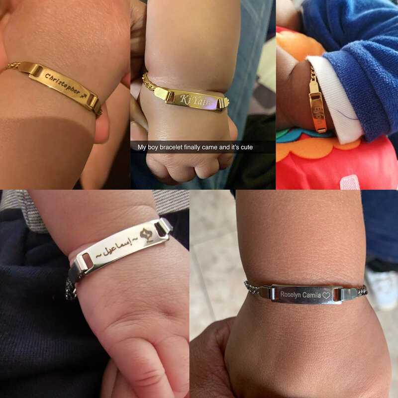 Vnox Personaliseer Mom Baby Naam Armbanden Non Allergie Rvs Baby Doop Custom Familie Liefde Geschenken Verstelbare Sieraden