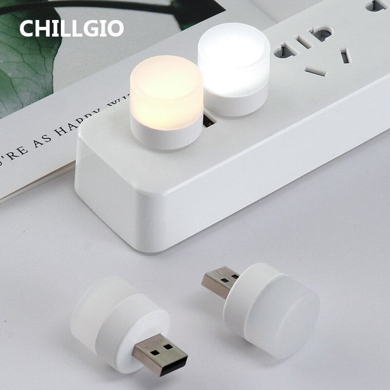 CHILLGIO USB Mini Lampu Malam Pelindung Mata Suasana Hemat Energi Lampu Darurat Belajar Led Portabel Lampu Baca Samping Tempat Tidur