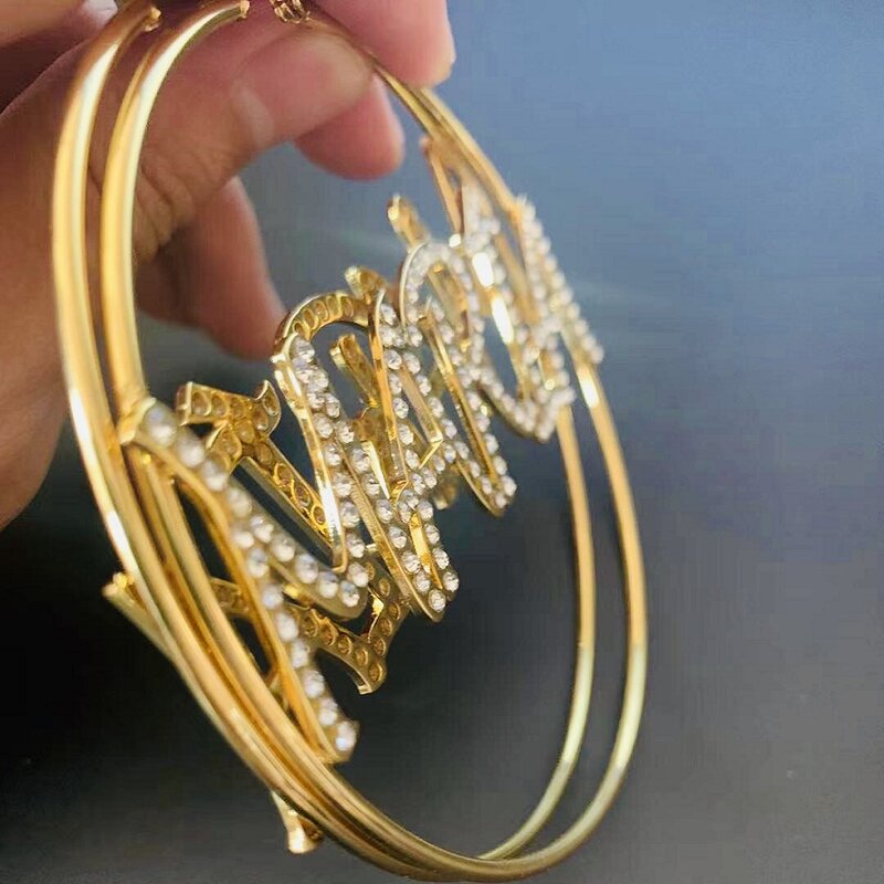 Женские серьги-кольца с кристаллами, под заказ
