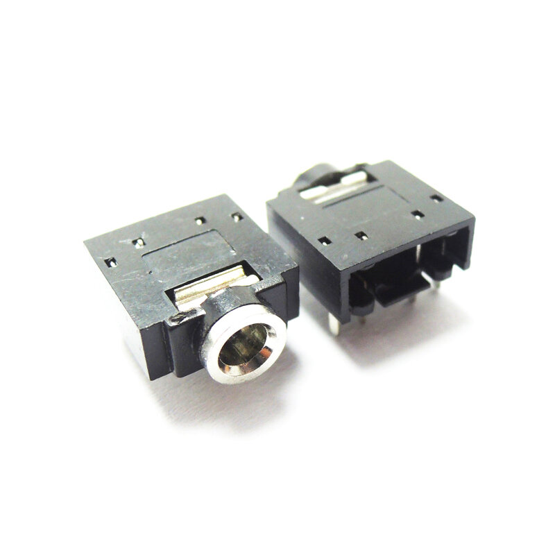PJ-307 de plástico y Metal PJ307, Conector de Audio estéreo de 3,5mm, PCB 3F07, 5 pines, color negro, 20 unids/lote