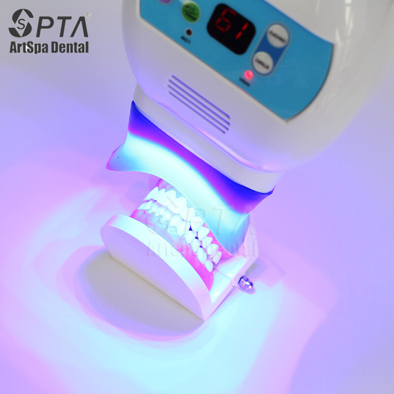 Máquina blanqueadora de dientes para Dentista, Unidad Dental blanca con luz fría, silla azul, equipo Dental, Material de odontología