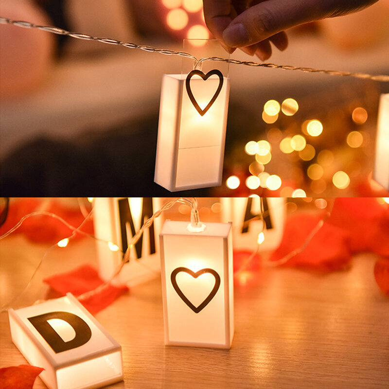 Caja de luz Led con combinación de letras, luces de mesa alimentadas por batería, 1,5 m, 10Led, 3m, 20Led, decoración de boda y Navidad
