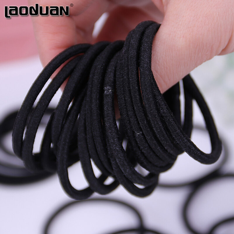 Eenvoudige Zwarte Elastische Haarbanden Voor Meisjes Mode Vrouwen Chouchou Gom Voor Haaraccessoires Naadloze Elastische Haarbanden 10Pcs
