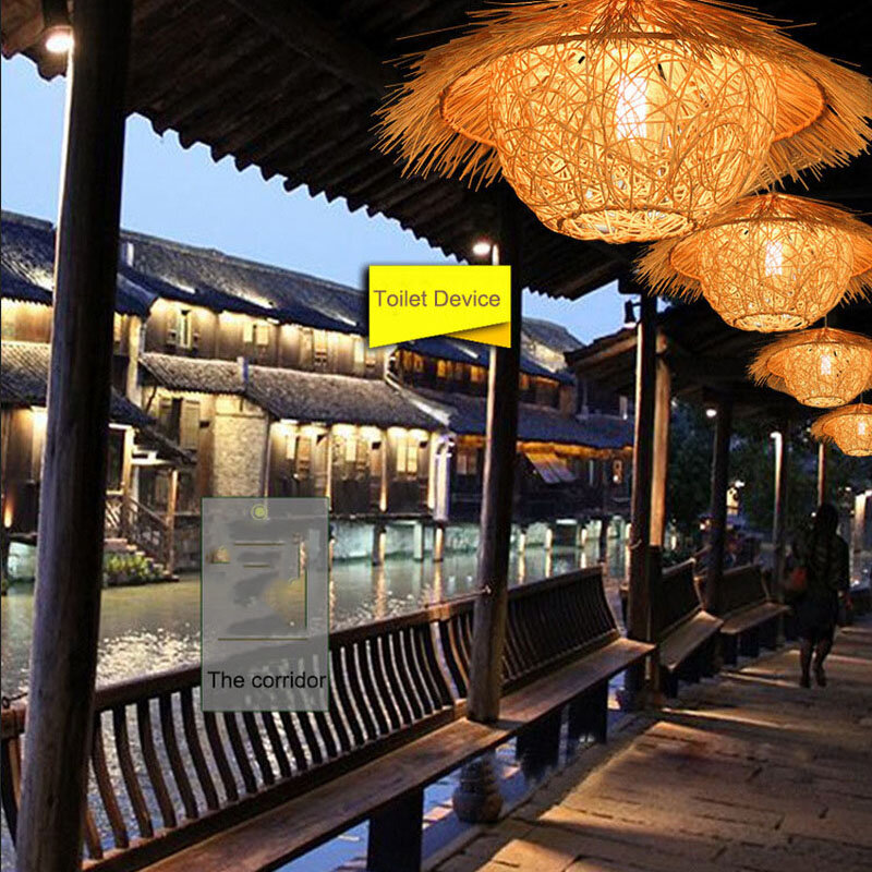 Candelabro LED de mimbre redondo, lámpara de bambú, sombrero de paja, creativa, Pastoral, Vintage, balcón, restaurante