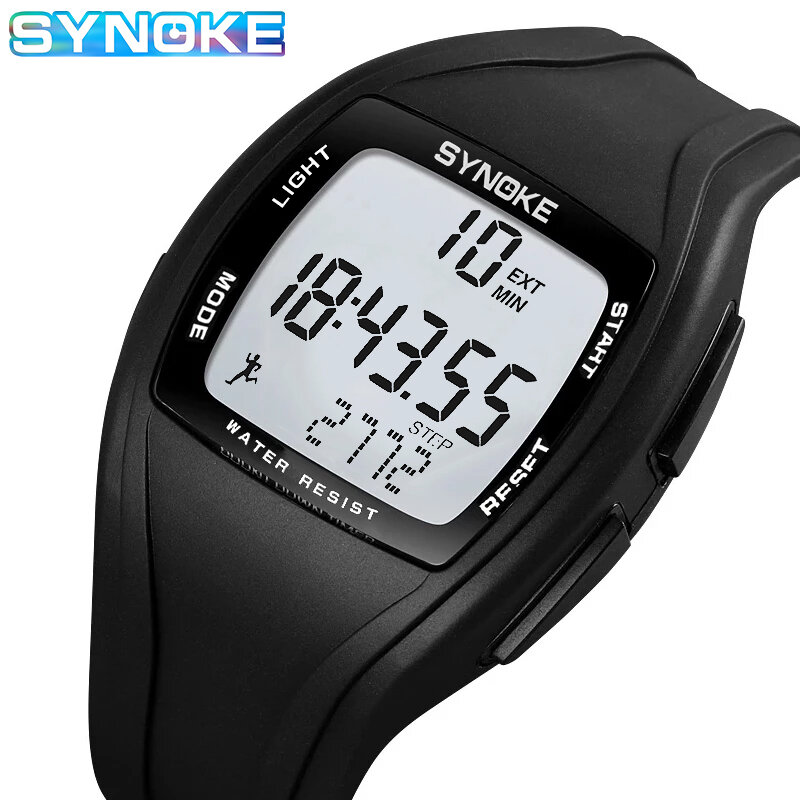 SYNOKE – montre de sport pour hommes, horloge électronique, alarme LED étanche 3D, compteur de pas, montre numérique pour hommes