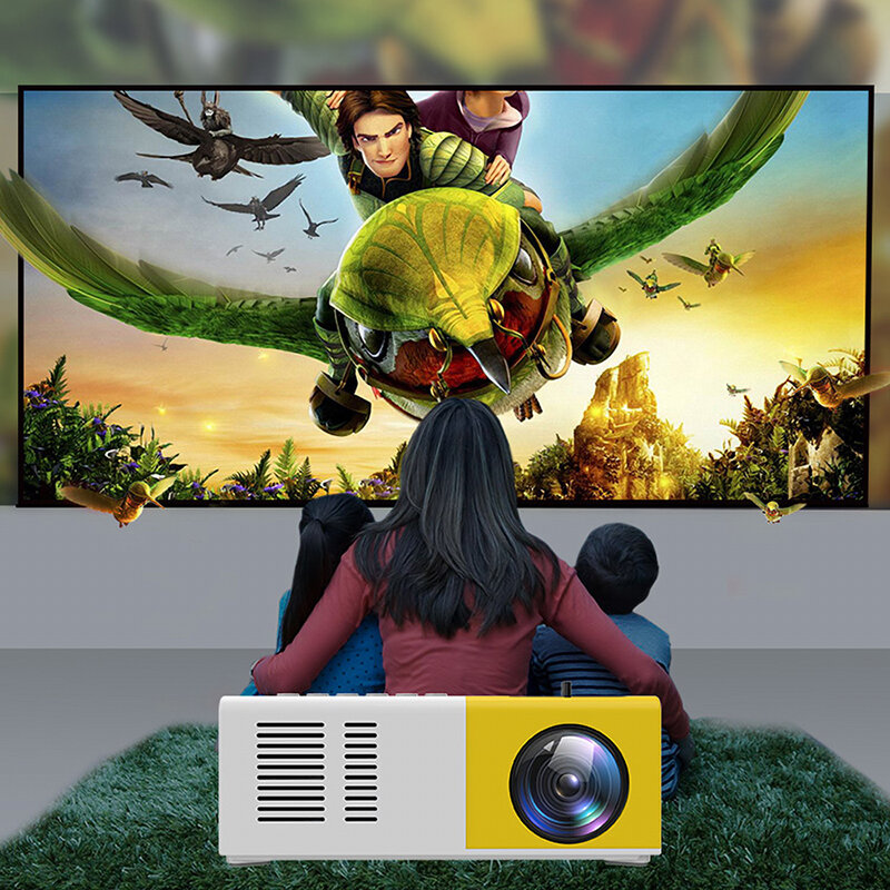 YG300 LED Mini Projector Built-in 1300mAh Battery 320x240 Pixels Supports 1080P Portable Projector Home Media Player