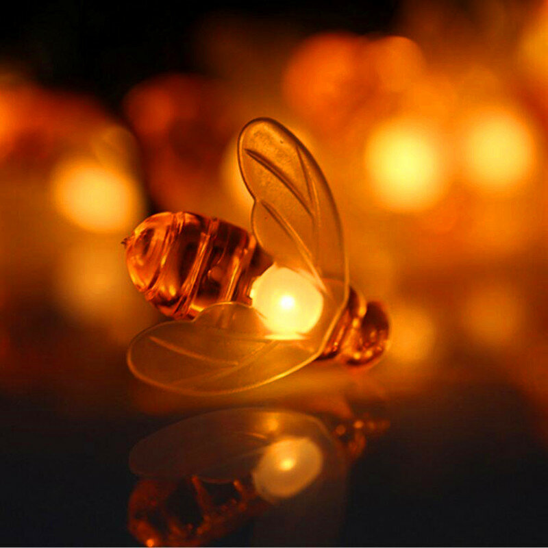 새해 LED 태양 꿀벌 문자열 조명 야외 방수 램프 정원 울타리 파티오 크리스마스 화환 빛 풍경 장식.