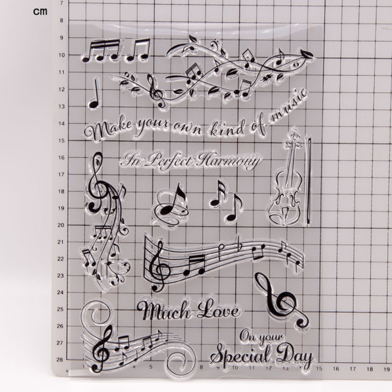Силиконовый штамп для скрапбукинга, прозрачный, с музыкальными нотами