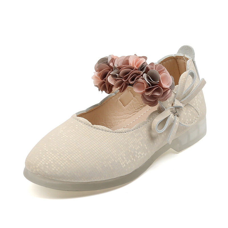 Children Flats Fashion Bow Big Flower Princess Party Girls Dance Shoes Student Performance Shoes Casual Kids Soft Sole sneakers