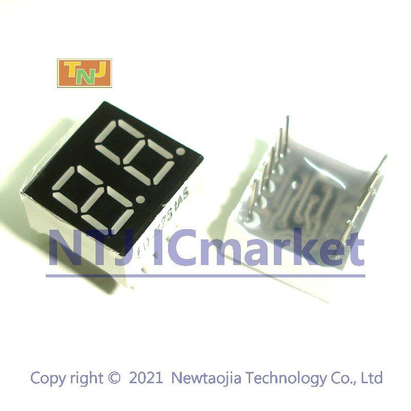 10 PCS 2 Digit 0.36 inch 7 Segment LED Display, Red or Green, Common Anode or Cathode, 2 bits, 10 Pins