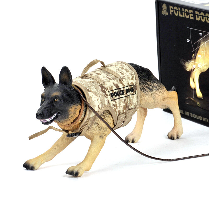 12pçs/lote brinquedo de pattiz polícia 1/6, figura de ação em escala, simulação de cão cavaleiro alemão, brinquedo js001