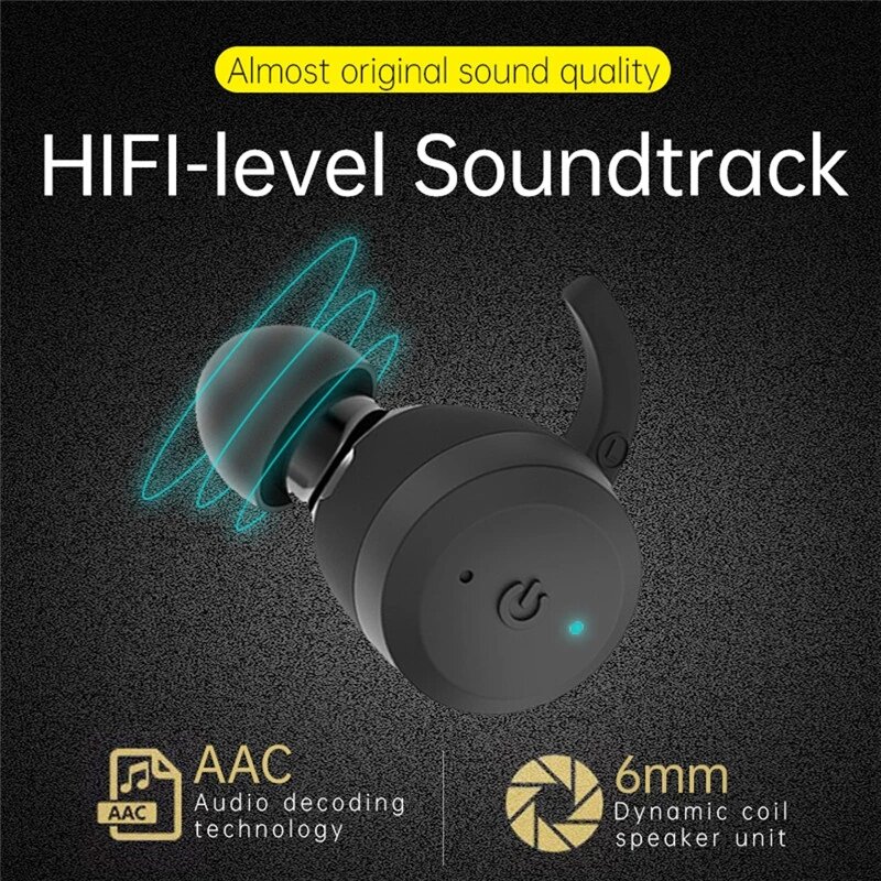 Fone de ouvido Bluetooth sem fio impermeável, Dual Wear Estilo Esporte Headset, Stereo Earbuds, 20 Horas de Jogo, TWS Ipx7