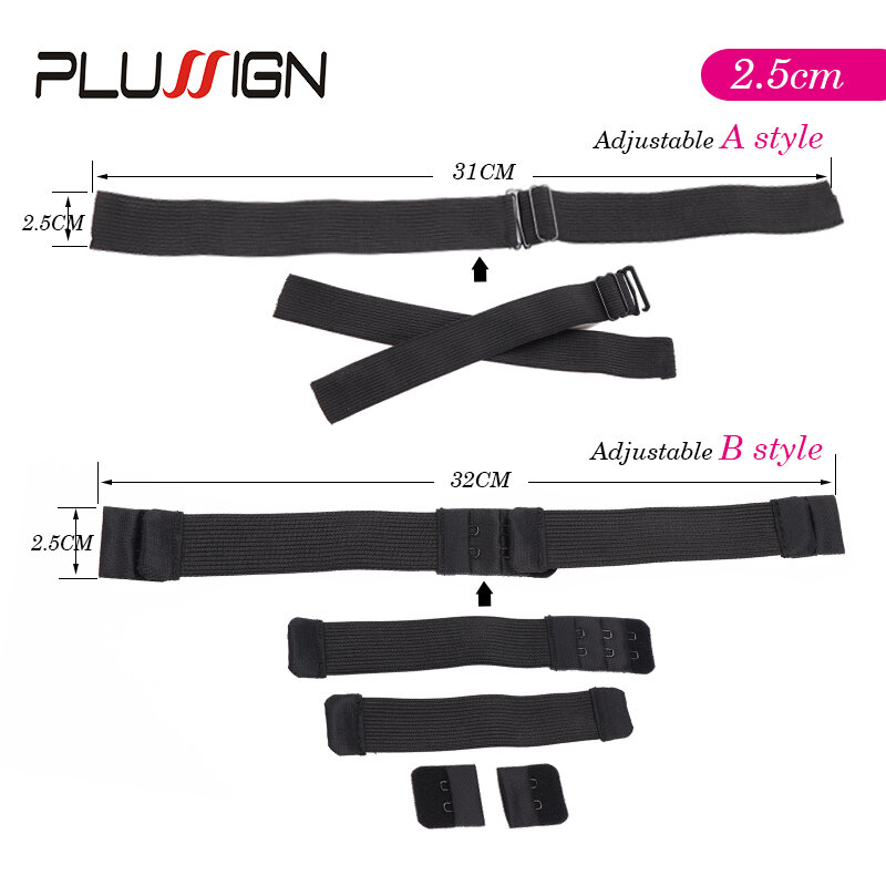 Kit de peluca de costura negra fija antideslizante, banda elástica ajustable, 25mm, 35mm de ancho, suministro plussign, accesorios para pelucas