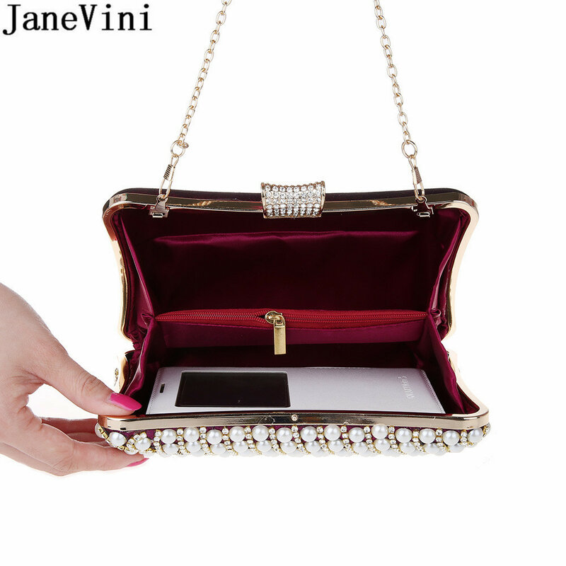 JaneVini مصمم اللؤلؤ السيدات حقيبة نسائية صغيرة مساء حفلة محفظة فاخرة بلينغ حجر الراين الذهب الأسود حبة الزفاف مساء حقائب
