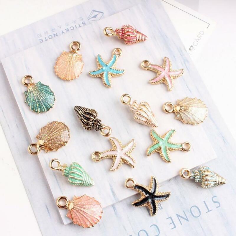 10 peças de decoração acessórios de liga oceano concha estrela do mar brincos pingente de jóias artesanal pingente fazendo