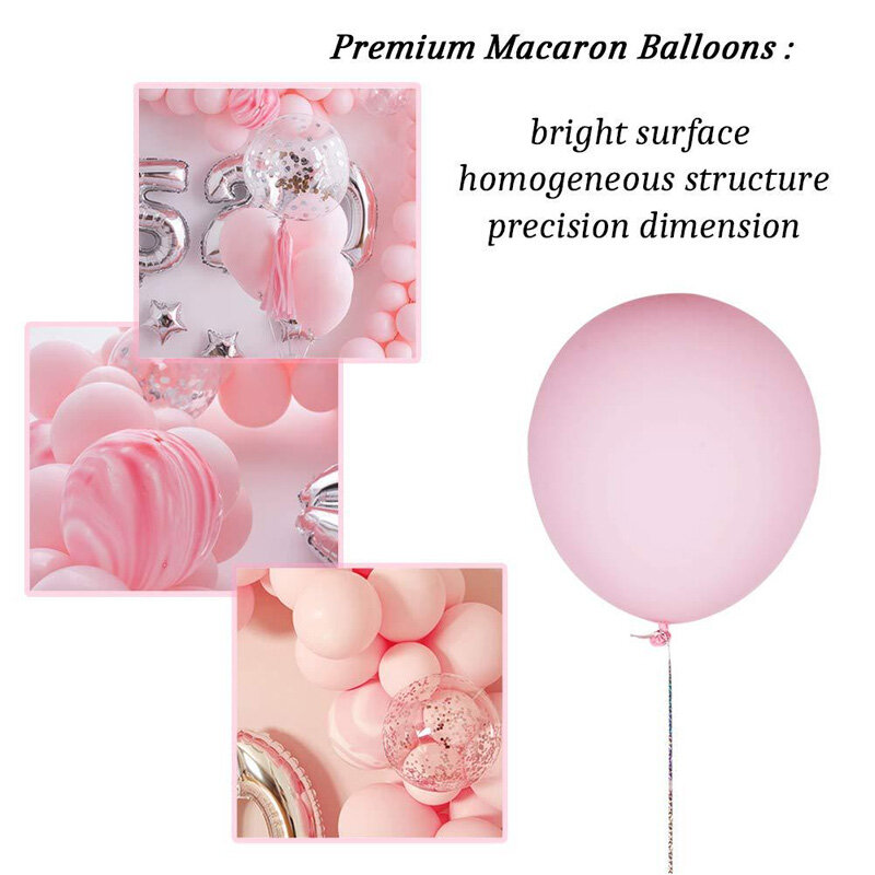 Conjunto de guirlanda de balão, 144 pçs, material de decoração para casamento, chá de bebê, conjunto de arco de balão branco rosa, estrela do amor, formato de coração
