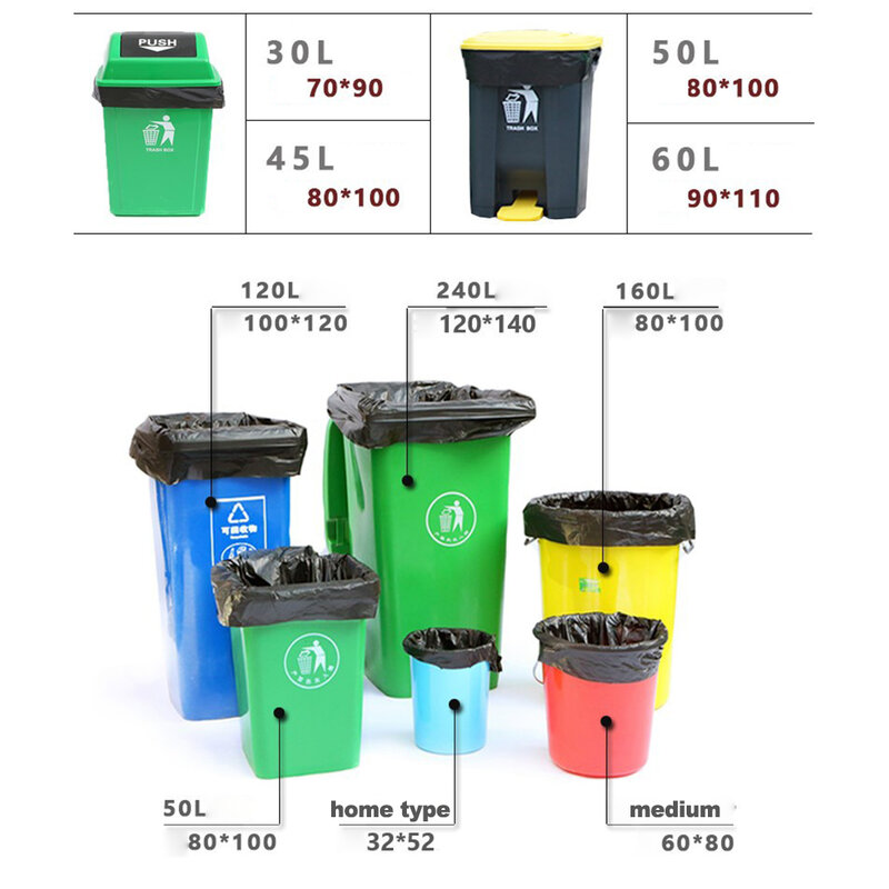Пластиковые пакеты для мусора, одноразовые, многофункциональные, увеличивающие плотность, 50 шт.