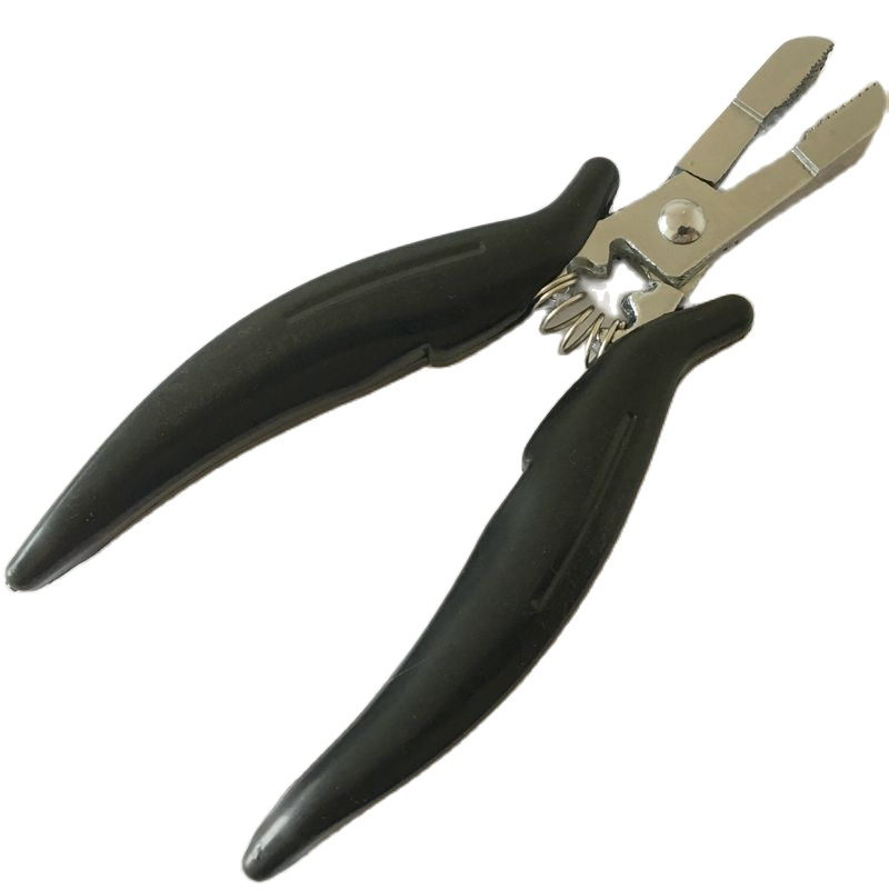 Pince plate noire avec petites rainures, pince d'extension de cheveux pré-collée, 1PC