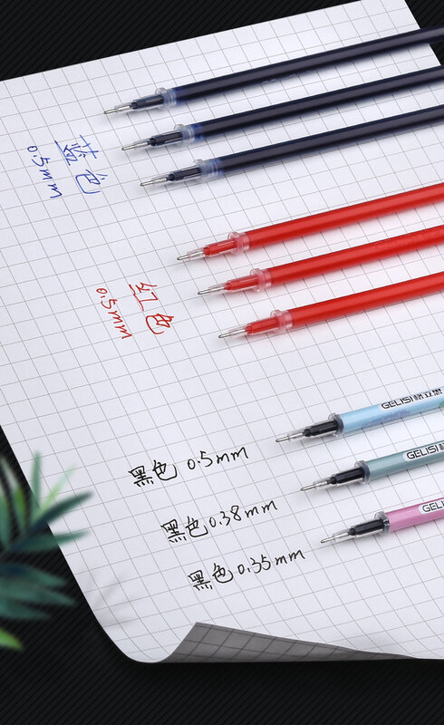Recarga de caneta gel 2 + 20 peças, haste de assinatura de 0.5mm para escritório com refil de tinta vermelha, azul e preta, suprimentos de escrita e papelaria escolar