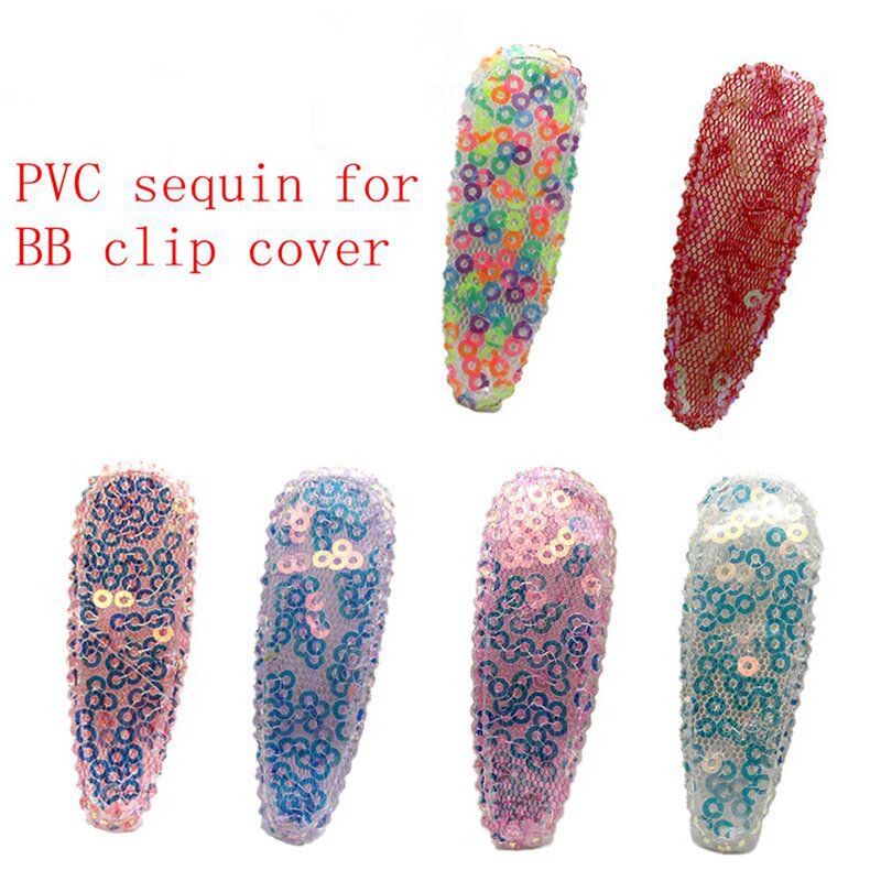 100pcs/lot PVC rainbow sequin BB clip cover patch applique For DIY Clip Headwear Accessories