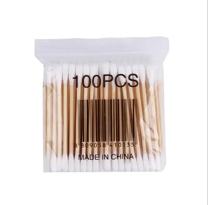 100pcs / pack double head cotton bud for women makeup Cotton tip for wooden medical sticks nose ears cleaning health care tools