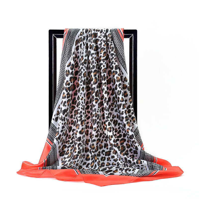 Bufanda cuadrada de seda para mujer, chal de Pashmina de 90x90cm, con estampado de primavera, 2021
