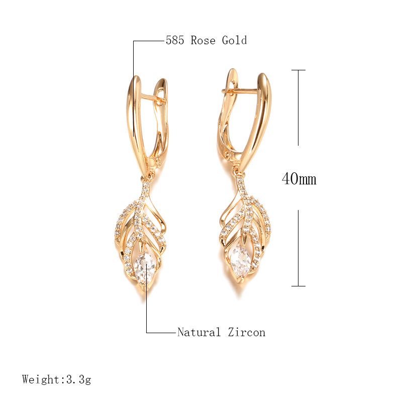 SYOUJYO Luxury Designer Tassel 585 Gold Color Dangle Earrings For Women Fashion Jewelry 2021 Natural Zircon Vintage Earrings Cry