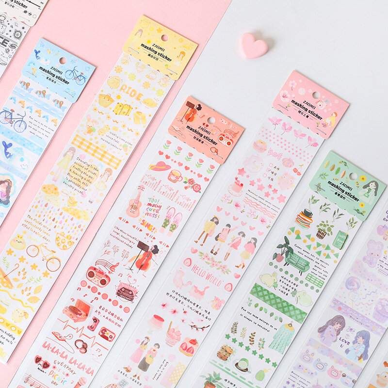 Sakura-cinta de papel para decoración, Serie de verano, álbum de recortes, papelería