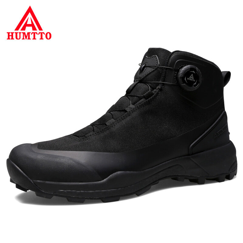 Sapatilhas Humtto-impermeáveis para homens, tênis Mountain Trekking, botas de segurança para camping, esporte de escalada, tênis tático preto