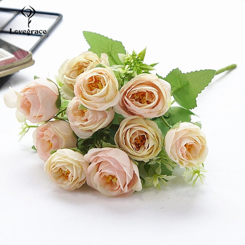 Loveglace – Bouquet de fleurs artificielles pour mariage, petits accessoires de mariée, Roses en soie Roses, décor de mariage pour demoiselles d'honneur