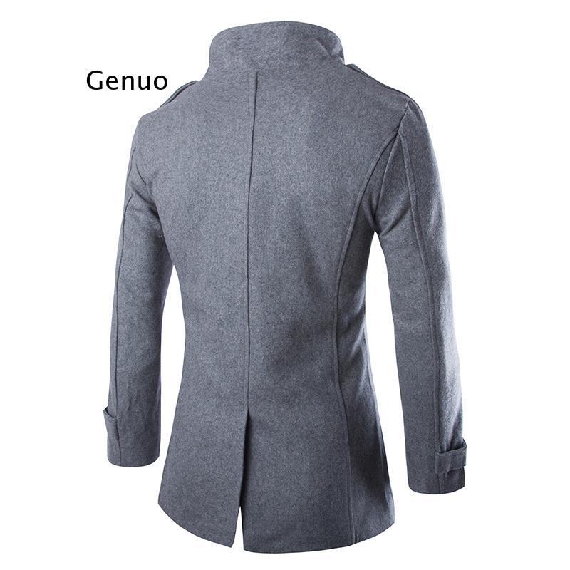 Lã de inverno thicked trench coat masculino, cinza casual lã outono masculino poeira casaco de lã casaco fino ajuste outwear 2 cores