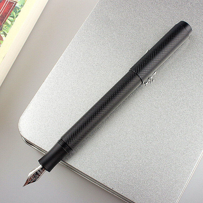 Stylo à plume de luxe F/EF/petite plume coudée en métal, noir et rouge, fournitures de papeterie scolaires et de bureau bancaire, stylos à encre