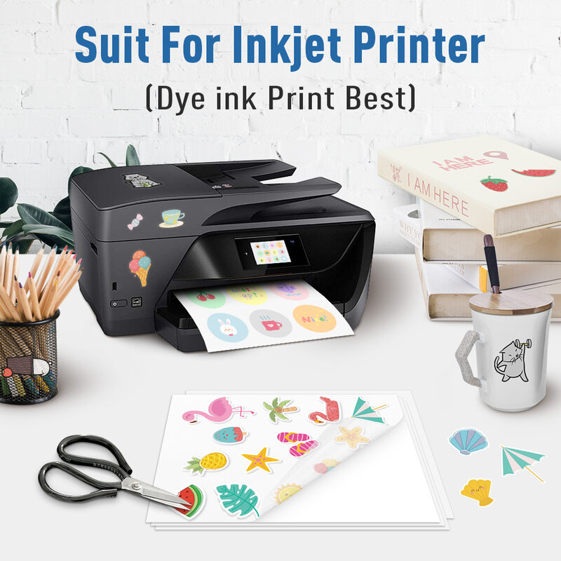 10 fogli di carta adesiva in vinile stampabile trasparente A4 carta da copia autoadesiva impermeabile per adesivi fai-da-te per tutte le stampanti a getto d'inchiostro