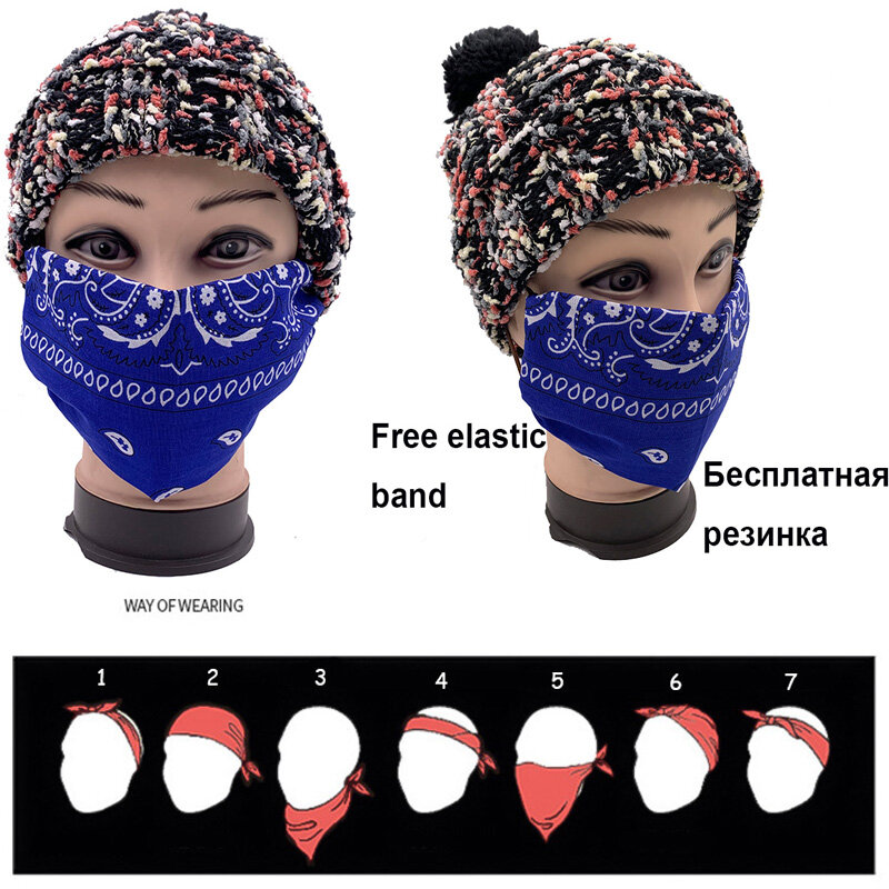 Moda feminino máscara facial 100% algodão 55cm * 55cm flor de caju impresso máscara facial feminino/roupas masculinas/meninos/meninas mascarados
