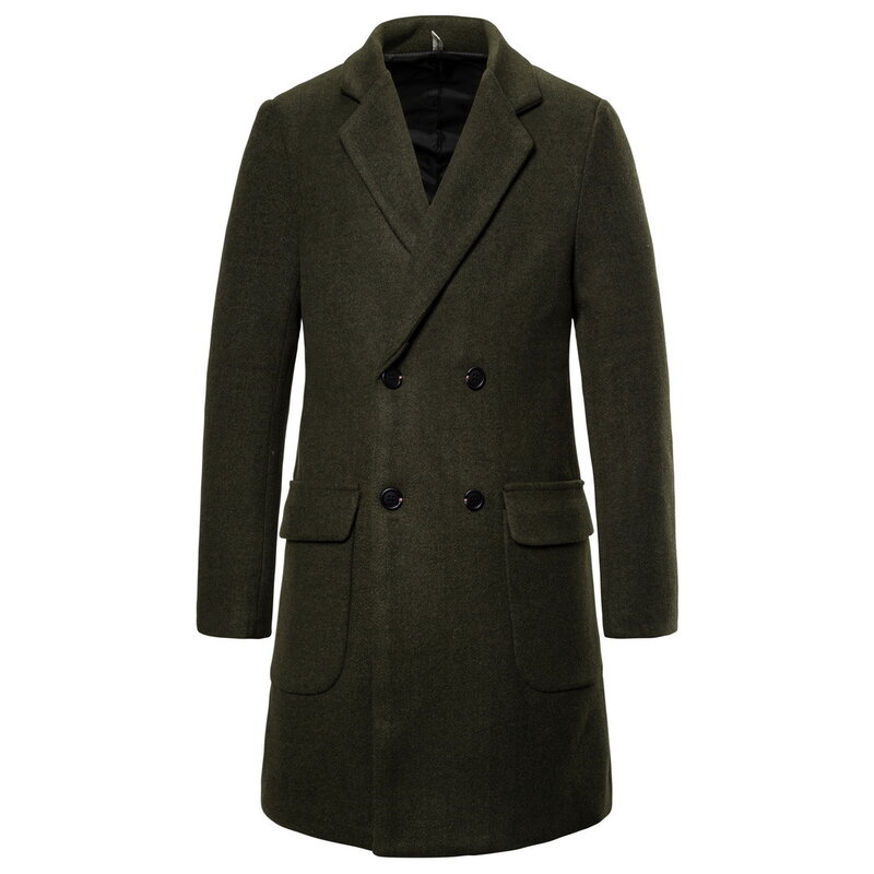 Gabardina de lana para hombre, abrigo informal de doble botonadura, otoño e invierno, YF24
