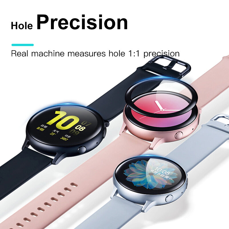 Protectores de pantalla de cobertura completa 20D para Samsung Galaxy Watch Active 2, 40mm, 44mm, protección HD resistente a los arañazos