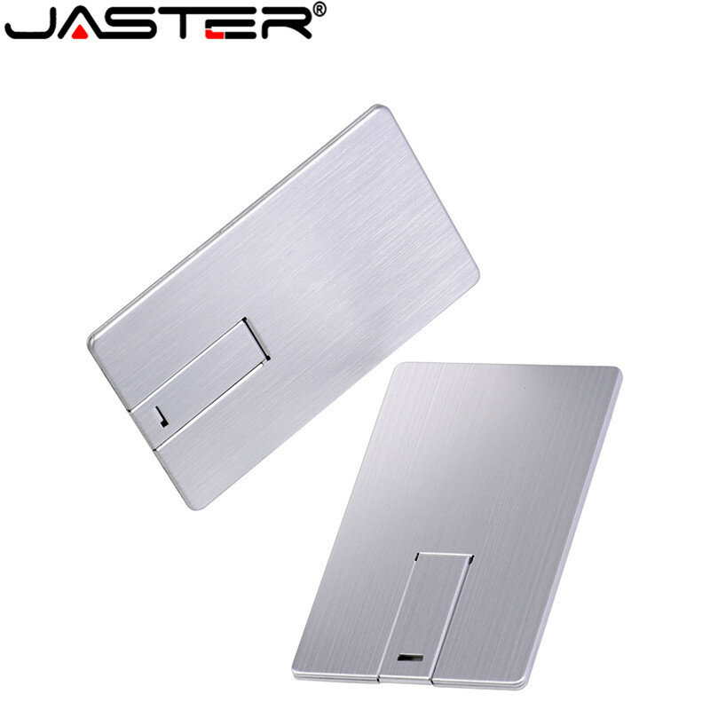 JASTER Custom LOGO Usb 2.0  Flash Drive 4GB 8GB 16GB 32GB 64GB Metal Card Pendrive Business Gift Usb Stick Credit Card Pen Drive