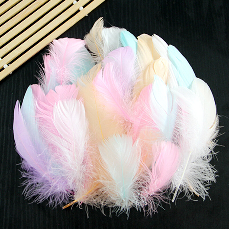 100pcs White Pink Swan Feather Plumes Natural Goose Feathers Floating For Gift Boxes Filler Supplies DIY Wedding Home Decoration
